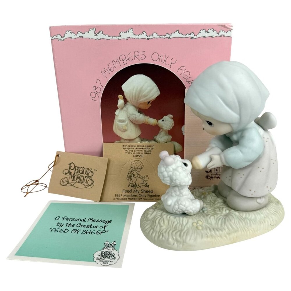 1987 Precious Moments Feed My Sheep Members Only‎ Figurine W/ Original Box & Tag